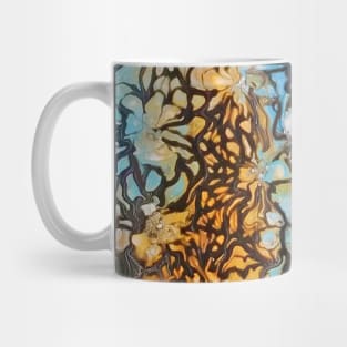 Brown and Blue Floral Abstract Mug